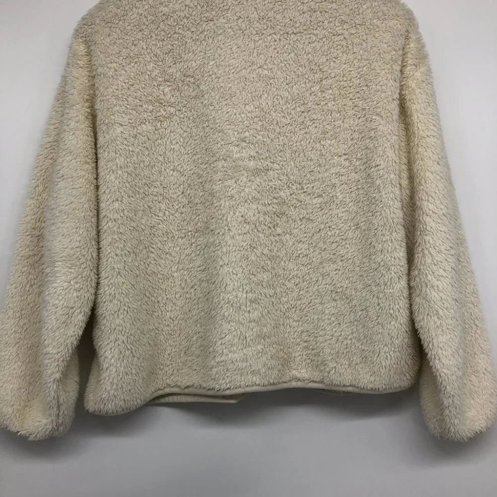 H&M Cream /  Off White Short 1/4 Zip Teddy Jacket size M - Picture 11 of 14